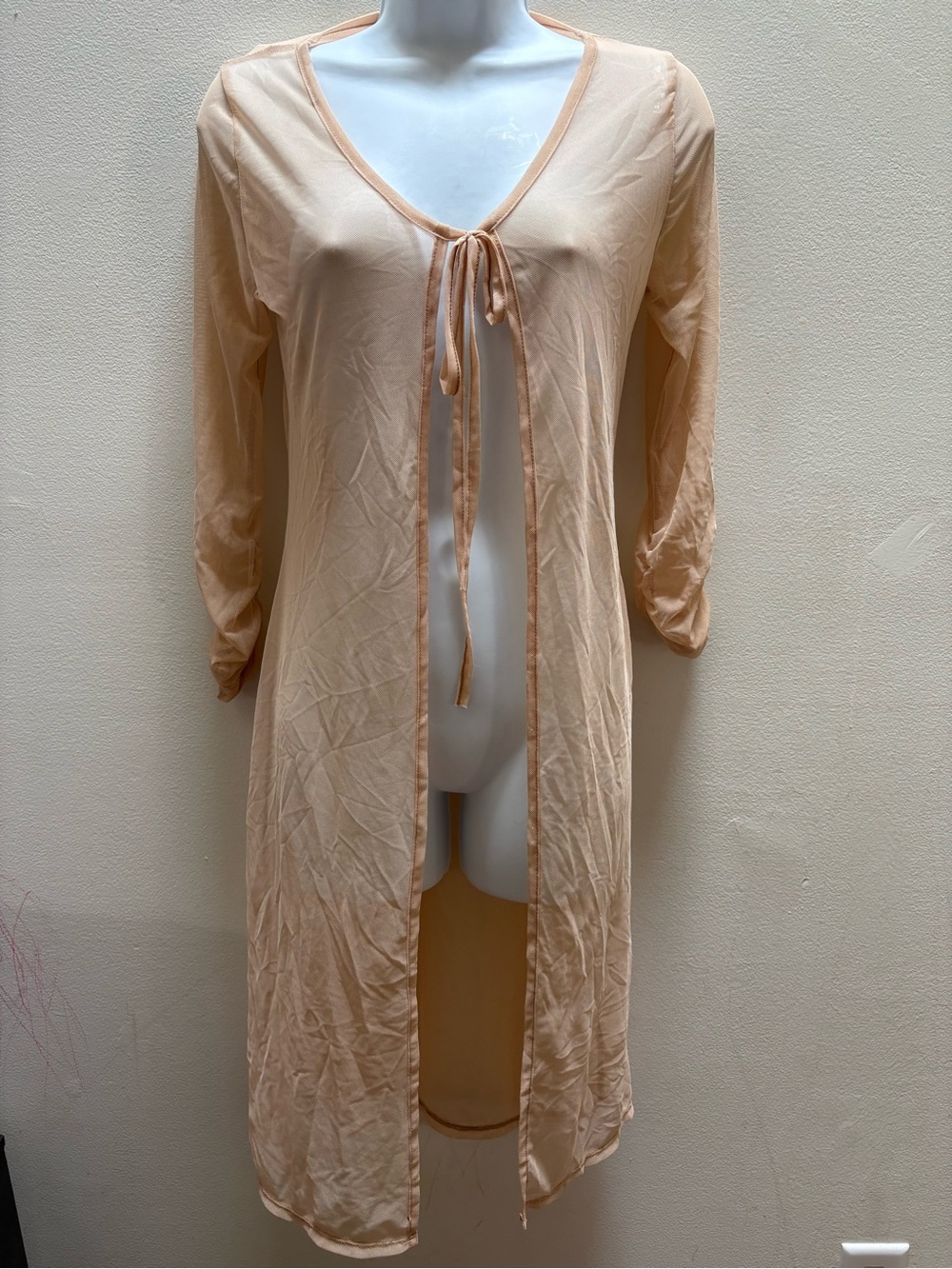 Papermoon Peach Tie-Front Sheer Lounge Robe